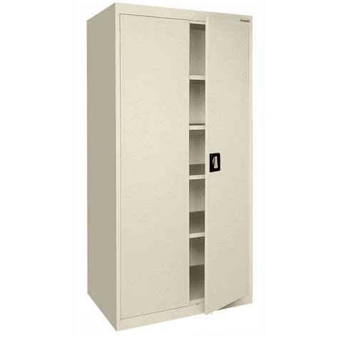 used white steel storage cabinet recessed handles|sandusky elite steel storage cabinet.